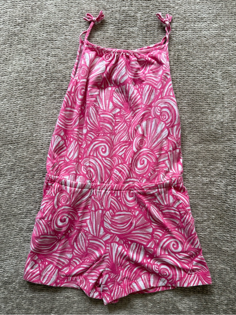 Vineyard Vines Girls Pink Seashell Print Romper Size M 10-12
